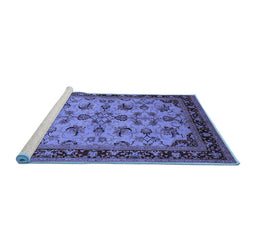 Sideview of Machine Washable Oriental Blue Industrial Rug, wshurb3080blu