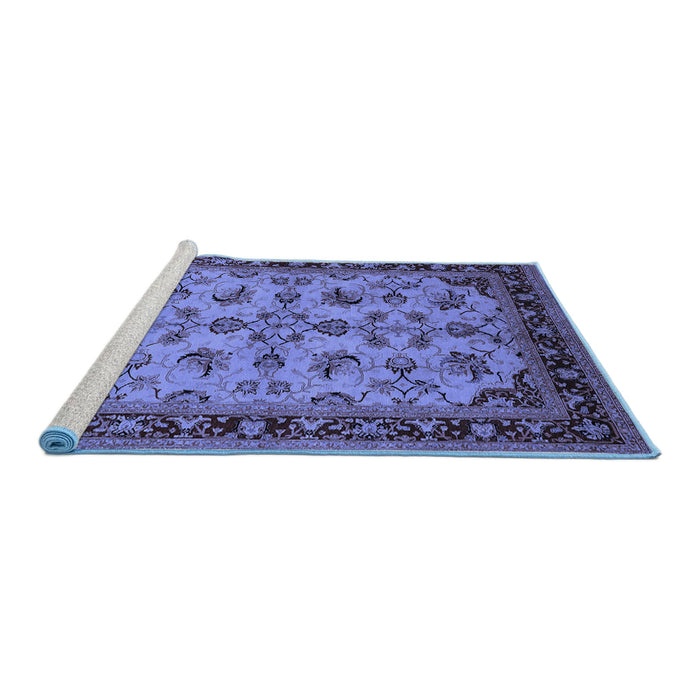 Sideview of Machine Washable Oriental Blue Industrial Rug, wshurb3080blu