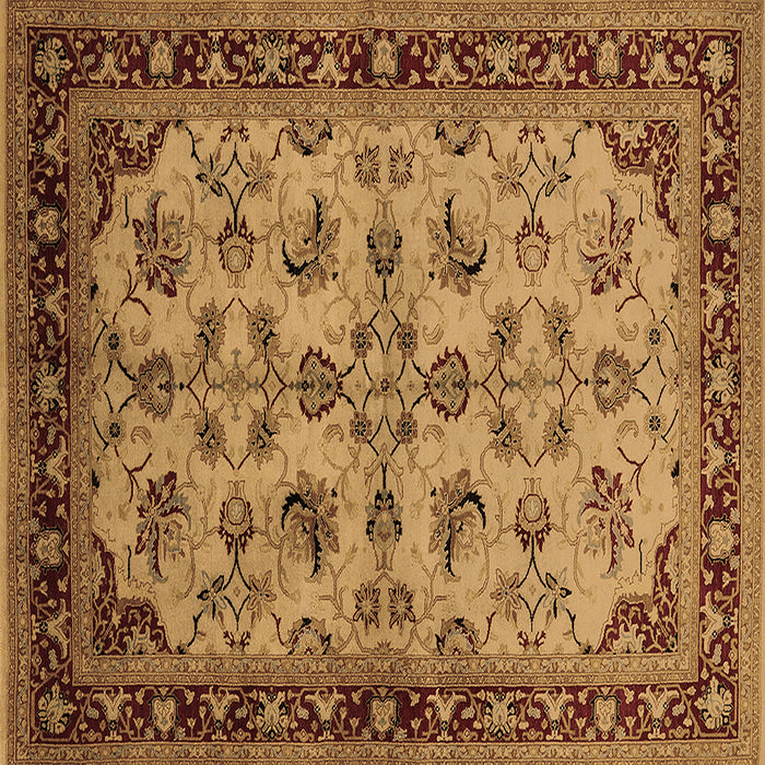 Square Machine Washable Oriental Brown Industrial Rug, wshurb3080brn