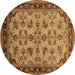 Round Oriental Brown Industrial Rug, urb3080brn