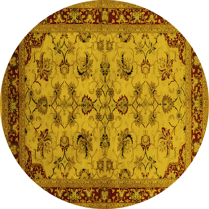 Round Oriental Yellow Industrial Rug, urb3080yw