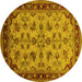 Round Oriental Yellow Industrial Rug, urb3080yw