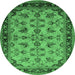 Round Machine Washable Oriental Emerald Green Industrial Area Rugs, wshurb3080emgrn