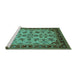 Sideview of Machine Washable Oriental Turquoise Industrial Area Rugs, wshurb3080turq