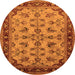 Round Machine Washable Oriental Orange Industrial Area Rugs, wshurb3080org