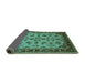 Sideview of Oriental Turquoise Industrial Rug, urb3080turq