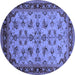 Round Machine Washable Oriental Blue Industrial Rug, wshurb3080blu