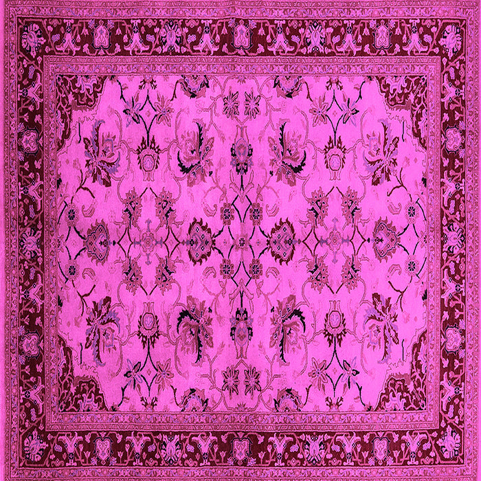Square Machine Washable Oriental Pink Industrial Rug, wshurb3080pnk