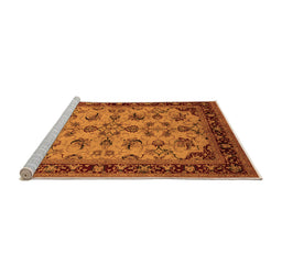 Sideview of Machine Washable Oriental Orange Industrial Area Rugs, wshurb3080org