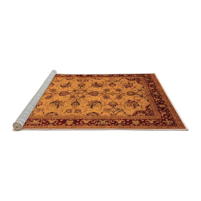 Sideview of Machine Washable Oriental Orange Industrial Area Rugs, wshurb3080org