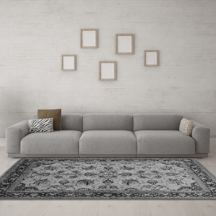 Machine Washable Oriental Gray Industrial Rug in a Living Room,, wshurb3080gry