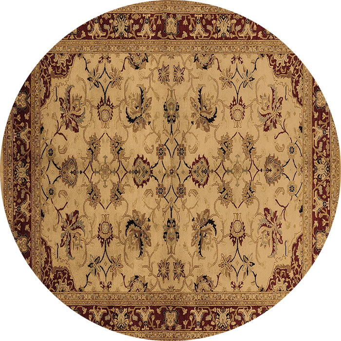 Round Machine Washable Oriental Brown Industrial Rug, wshurb3080brn