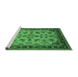Sideview of Machine Washable Oriental Emerald Green Industrial Area Rugs, wshurb3080emgrn
