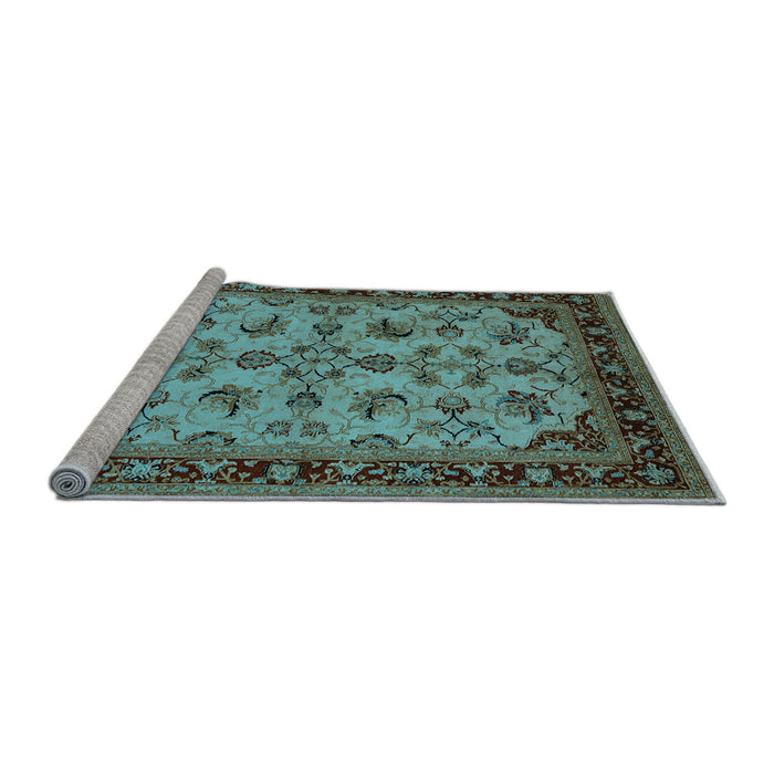 Sideview of Machine Washable Oriental Light Blue Industrial Rug, wshurb3080lblu
