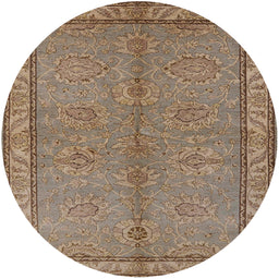 Round Mid-Century Modern Sienna Brown Oriental Rug, urb3081