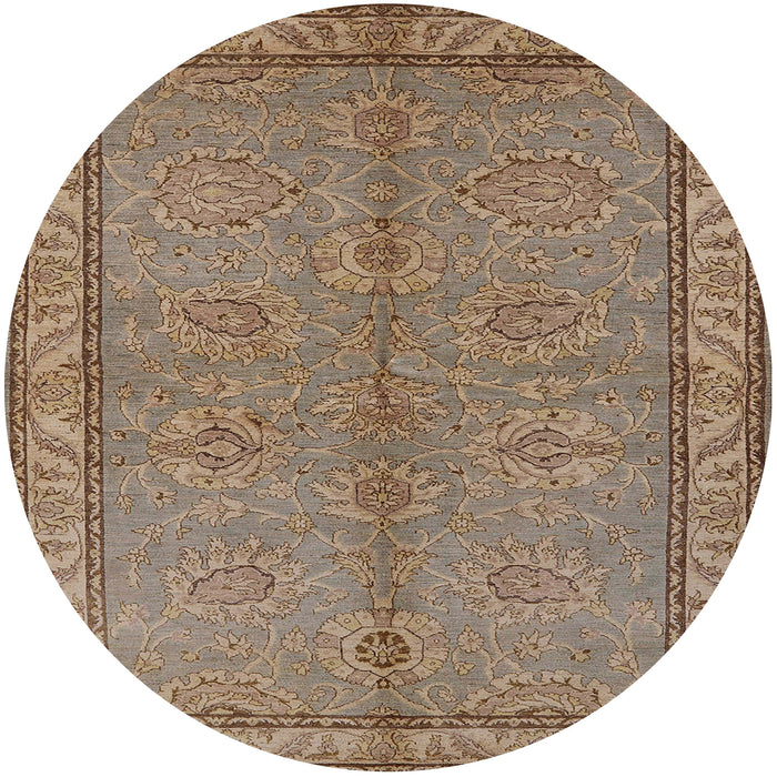 Round Mid-Century Modern Sienna Brown Oriental Rug, urb3081