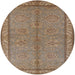 Round Mid-Century Modern Sienna Brown Oriental Rug, urb3081