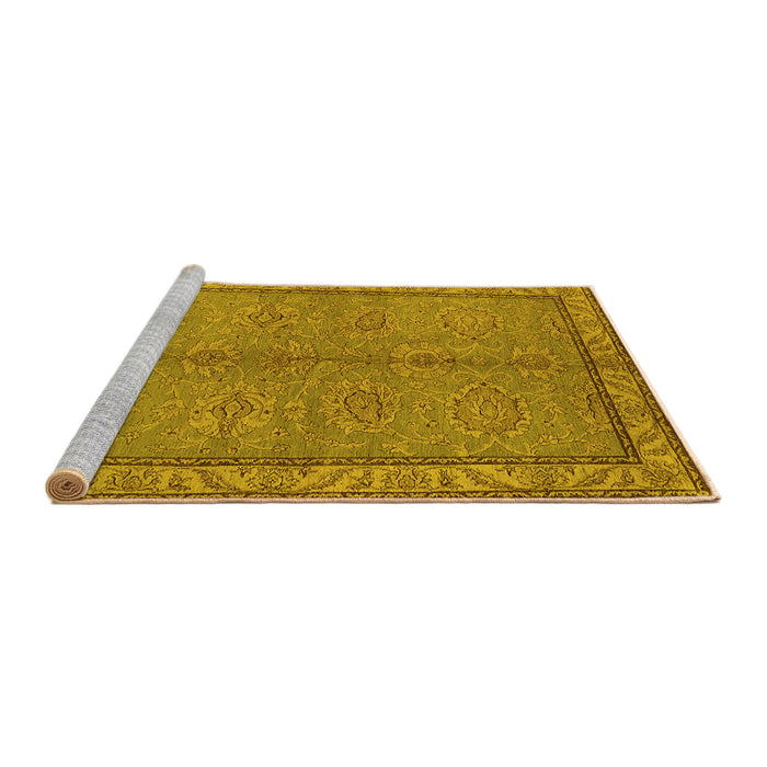 Sideview of Machine Washable Oriental Yellow Industrial Rug, wshurb3081yw