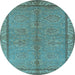 Round Oriental Light Blue Industrial Rug, urb3081lblu