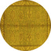 Round Oriental Yellow Industrial Rug, urb3081yw