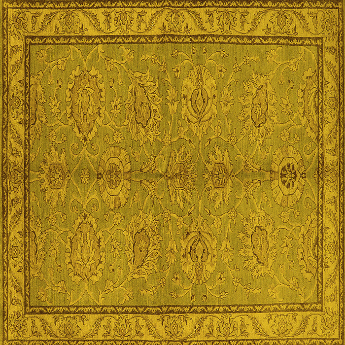 Square Machine Washable Oriental Yellow Industrial Rug, wshurb3081yw
