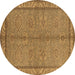 Round Oriental Brown Industrial Rug, urb3081brn