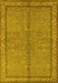 Machine Washable Oriental Yellow Industrial Rug, wshurb3081yw