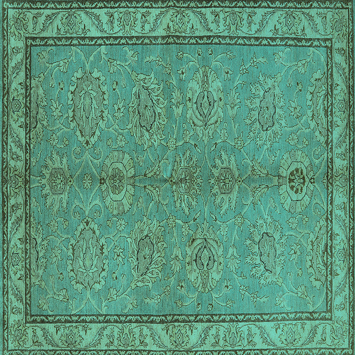 Square Oriental Turquoise Industrial Rug, urb3081turq