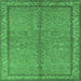 Square Machine Washable Oriental Emerald Green Industrial Area Rugs, wshurb3081emgrn