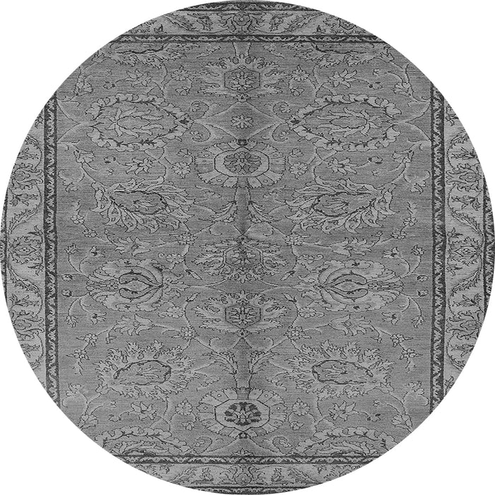 Round Machine Washable Oriental Gray Industrial Rug, wshurb3081gry