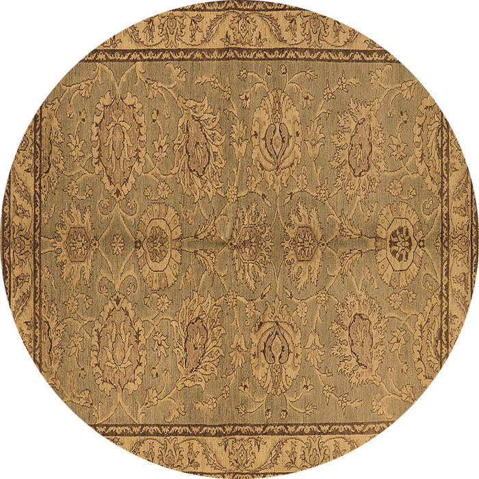 Round Machine Washable Oriental Brown Industrial Rug, wshurb3081brn
