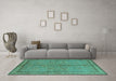 Machine Washable Oriental Turquoise Industrial Area Rugs in a Living Room,, wshurb3081turq