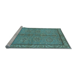 Sideview of Machine Washable Oriental Light Blue Industrial Rug, wshurb3081lblu