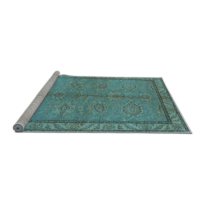 Sideview of Machine Washable Oriental Light Blue Industrial Rug, wshurb3081lblu