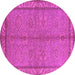 Round Machine Washable Oriental Pink Industrial Rug, wshurb3081pnk