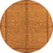 Round Machine Washable Oriental Orange Industrial Area Rugs, wshurb3081org