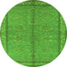 Round Oriental Green Industrial Rug, urb3081grn