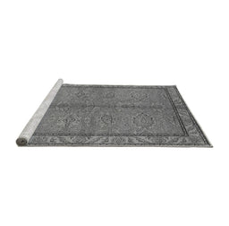 Sideview of Machine Washable Oriental Gray Industrial Rug, wshurb3081gry
