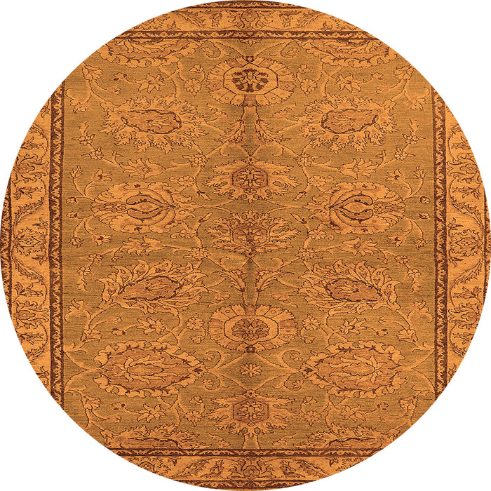 Round Oriental Orange Industrial Rug, urb3081org