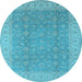 Round Oriental Light Blue Industrial Rug, urb3082lblu