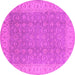 Round Machine Washable Oriental Pink Industrial Rug, wshurb3082pnk