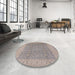 Round Mid-Century Modern Rose Purple Oriental Rug in a Office, urb3082