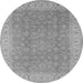 Round Machine Washable Oriental Gray Industrial Rug, wshurb3082gry