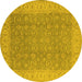 Round Oriental Yellow Industrial Rug, urb3082yw