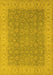 Machine Washable Oriental Yellow Industrial Rug, wshurb3082yw