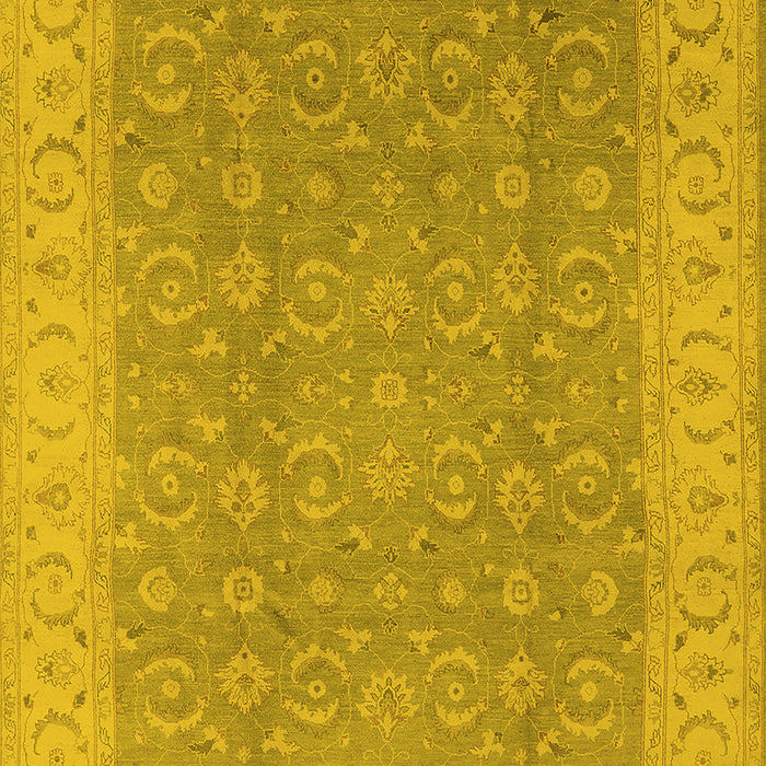 Machine Washable Oriental Yellow Industrial Rug, wshurb3082yw