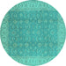 Round Oriental Turquoise Industrial Rug, urb3082turq