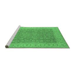 Sideview of Machine Washable Oriental Emerald Green Industrial Area Rugs, wshurb3082emgrn