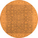 Round Machine Washable Oriental Orange Industrial Area Rugs, wshurb3082org