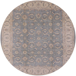 Round Mid-Century Modern Rose Purple Oriental Rug, urb3082